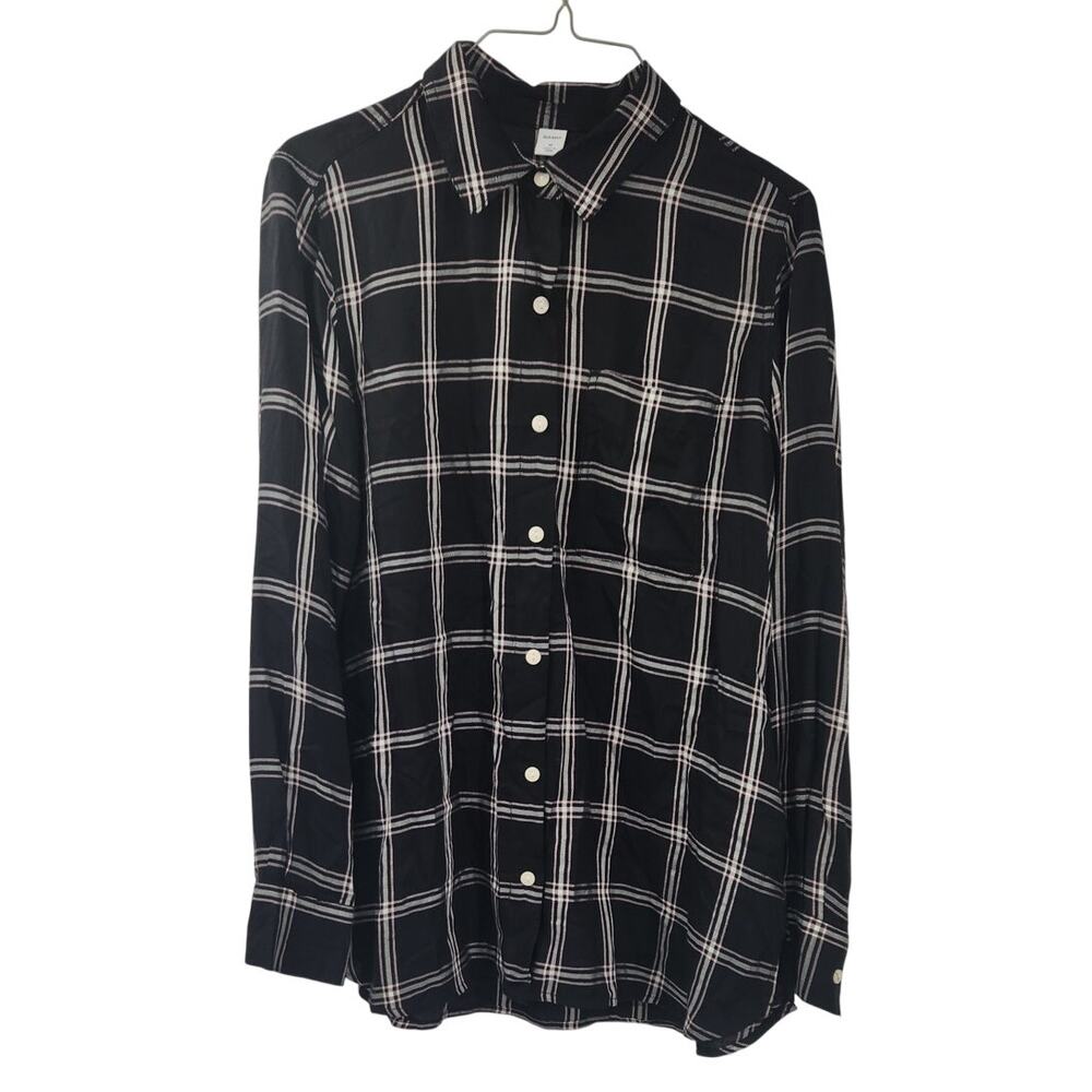 Old Navy Black Long Sleeve Button Down Top Womens Size Medium M